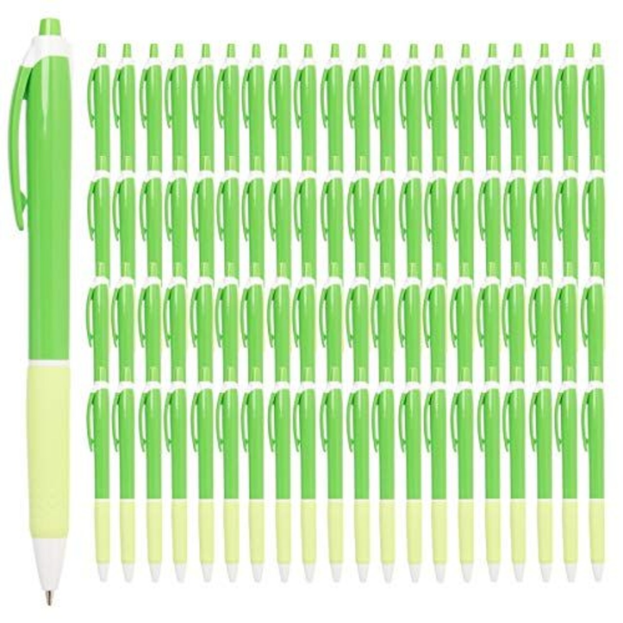 Simply Genius Pens in Bulk - 100 pack of Office Pens - Retractable Ballpoint Pens in Black Ink - Great for Schools, Notebooks, Journals & More (Green, 100pcs)